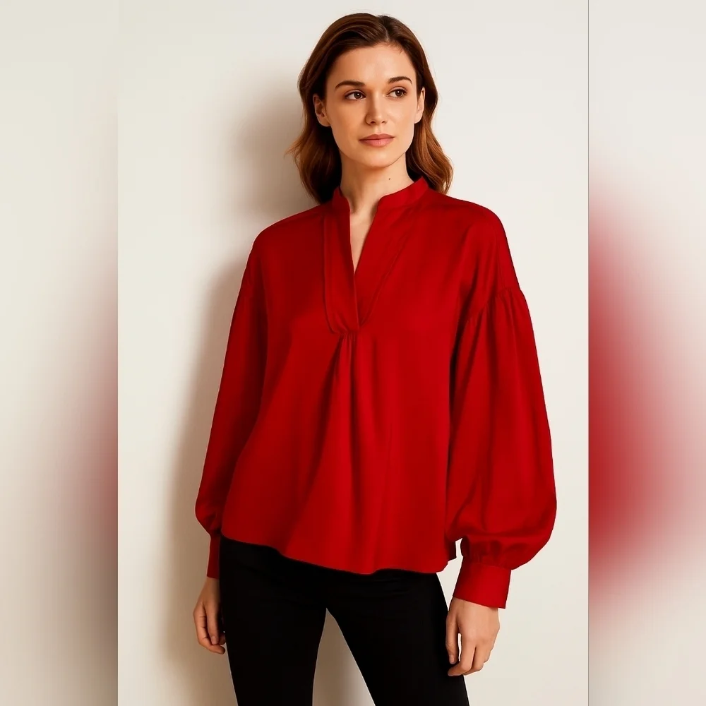 Laundry Red V-Neck Top - Goji Berry - Picture 1 of 13